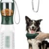 Portable Dog Water Bottle 20oz, Dog Water Dispenser with Food Container & Poop Bag Holder,BPA-Free Food Grade Leak Proof Dog Cat Travel Drink Bottle Bowl, Pet Outdoor Drinking Cup Dog Gift
