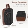 Travel Toiletry Bag for Men, Hanging Toiletry Organizer, Water Resistant Shaving Kit with Large Capacity for Travel Accessories (Black) - Image 3