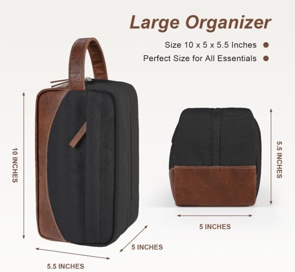 Travel Toiletry Bag for Men, Hanging Toiletry Organizer, Water Resistant Shaving Kit with Large Capacity for Travel Accessories (Black) - Image 3