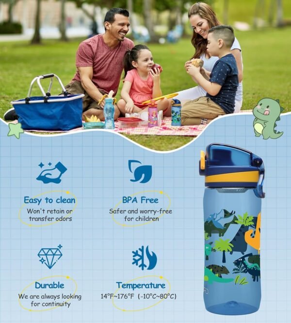 Opard 17oz Kids Water Bottle with Leak Proof Flip-Top Lid, Reusable BPA-Free Tritan for School and Travel - Image 6