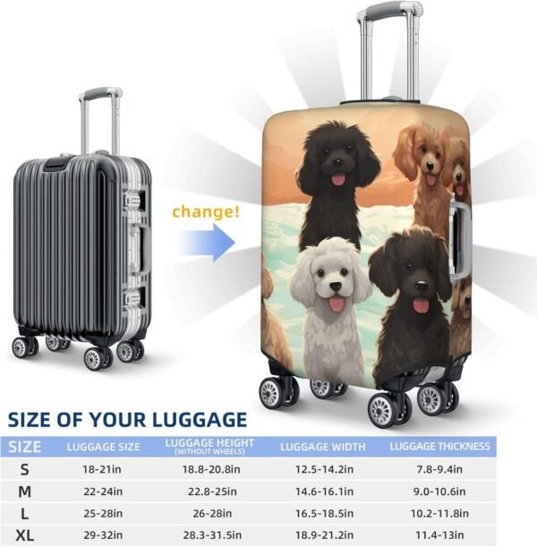 Travel Luggage Cover Poodles Dogs Suitcase Covers for Luggage Fashion Suitcase Protector Fits 18-32" Luggage, Black, L, Luggage Set - Image 2