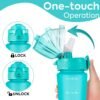 OLDLEY Kids Water Bottle with Straw for School Girls Boys, 15 oz Unbreakable Leak-Proof BPA-Free Motivational Water Bottles with Times to Drink for Travel Sports Gym, 1 Straw Lid, Mint - Image 2