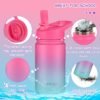 Mininoo Insulated Kids Water Bottle, 12 oz Stainless Steel Water Bottle Kids with Straw Lid and Chug Lid for Girls, Boys (Punch/Green) - Image 5