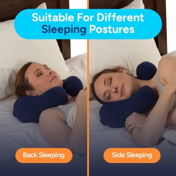 SunnyBay Travel Neck Pillow for Airplanes, Car & Chair - Ultimate Sleeping Accessories for Traveling - Neck Support and Pain Relief - Original Pillows for Chemo Patients (Navy Blue, Medium) - Image 6