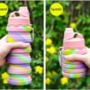 Collapsible Water Bottles Two Pack Travel Sports Portable Sport Water Bottle comes with mountaineering Buckle 500ml silicone Water-proof camping water bottle (Purple and Grey Color) - Image 8