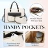 Missnine Tote Bag Canvas Laptop Bag for Women 15.6 inch Casual Work Bags with Clutch Purse Computer Shoulder Bag 2 PCS Set for Travel, Office, College - Image 4