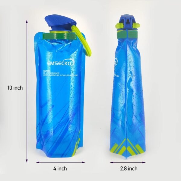 Collapsible Water Bottle - 700ml Foldable BPA-Free Durable Carabiner Reusable Flexible Storage Bag for Fish Bait, Milk Powder, and Nuts, Ideal for Hiking, Camping, and Travel - Image 5