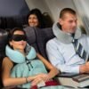 Travel Pillow and Blanket Set Neck Pillows Soft Blankets with Sleep Mask Travel Essentials for Airplane Car Memory Foam Blue Green - Image 5