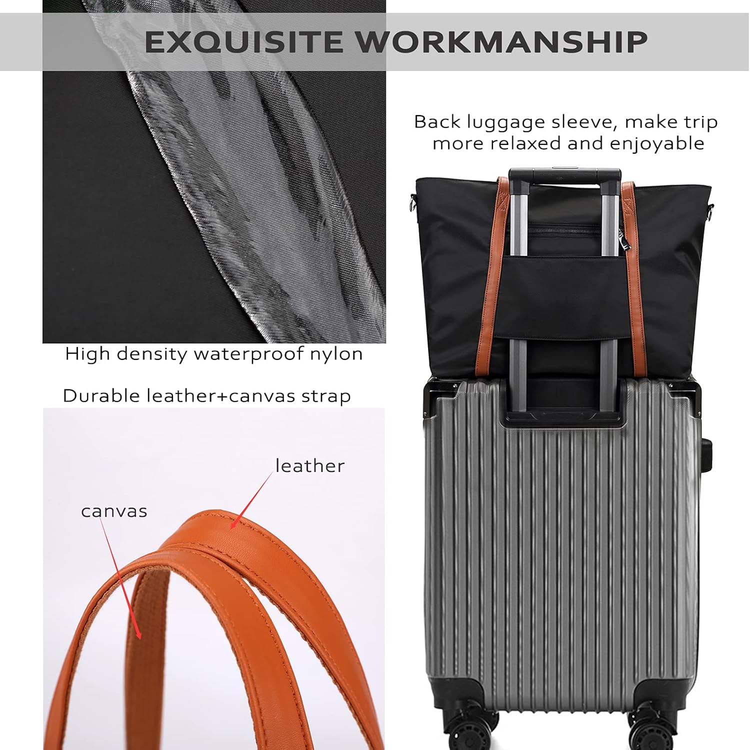 Laptop Bag Waterproof Lightweight Tote Bag for Women Nylon Briefcase Computer Work Shoulder Handbag Fits 15.6 inch Laptop - Image 3