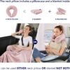 2 in 1 Travel Blanket, Soft Warm Blanket with Cozy Neck Pillow Case, Portable Blanket Set for Airplane, Camping, Car (Dusty Pink) - Image 2