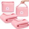 2 Pack Travel Blanket Pillow Soft 2 in 1 Airplane Blanket Compact Plane Blanket with Soft Bag Pillowcase Hand Luggage Sleeve Essentials for Airplane Camping Car(Pink)