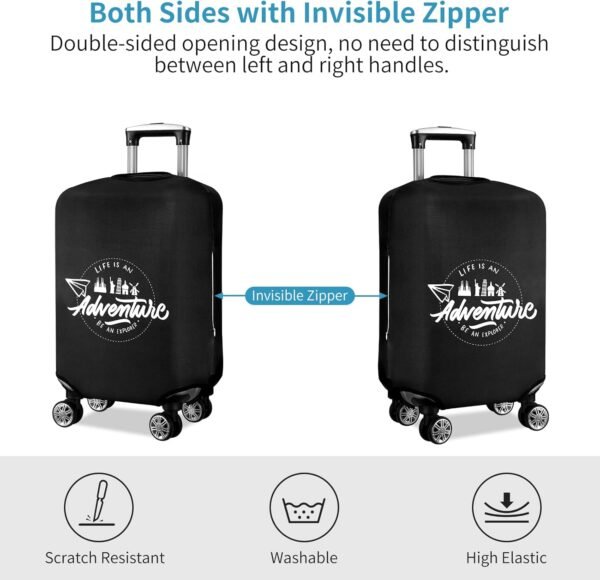 KENOBEE Travel Luggage Cover Suitcase Protector, Washable Dust Proof Anti-Scratch Elastic Thickened Spandex Protective Baggage Case With Concealed Zipper Fits 22-24 inch Luggage - Image 3