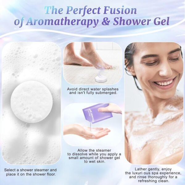 Shower Steamers Aromatherapy, 6 Pack Shower Bombs & 6 Pack Shower Gel, Birthday Gifts for Women, Travel Essentials, Relaxation Gifts Christmas Gifts Stocking Stuffers for Women Men - Image 5