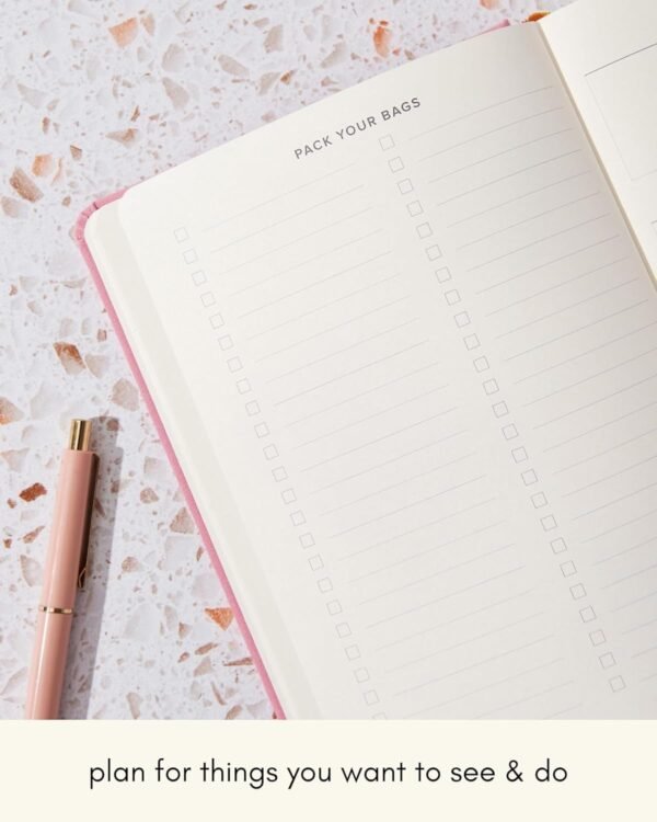 Kunitsa Co. Travel Journal - Guided Notebook for Travelers to Plan & Reflect on Vacations & Trips. Keepsake Travel Gift, Lavender Pink - Image 3