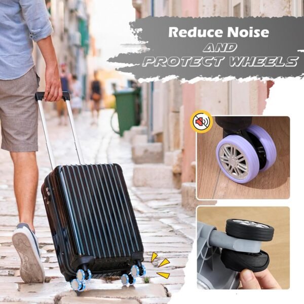 Luggage Wheel Covers for Suitcase,8Pcs Luggage Protection Covers for most 8-spinner Wheels Carry on Luggage, Luggage Wheels Silent Protection Cover (purple) - Image 5
