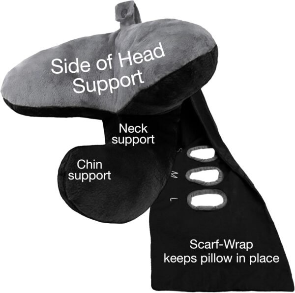 Travel Pillow Plus Wrap. Chin Supporting Travel Pillow for Airplane Sleeping - Flight Pillow Supports Your Head, Neck & Chin, 2024 Updated Version (Black/Silver) - Image 2