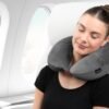 Brookstone Microbead Travel Head and Neck Pillow Lightweight and Plush with Phone or Headphone Pocket, Dark Grey - Image 5