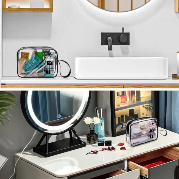 ANRUI TSA Approved Toiletry Bag, 3-PACK Same Size Clear Toiletry Bag with Handle - Image 4