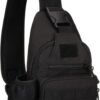 Tactical Sling Crossbody Backpack with Water Bottle Holder, MOLLE EDC Shoulder Sling Chest Bags with USB Charging Port for Travel Walk(Black) - Image 7