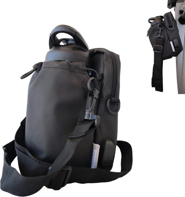Travel Bag Gym Bag fanny pack 1L/34oz Bottle Holder With Strap,Magnets,USB port phone charge,Recycled polypropylene material - Waterproof Pouch Travel Bottles Crossbody Bag Small Sling Bag Duvcein.