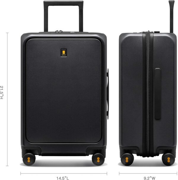 LEVEL8 Road Runner Pro Carry-On Luggage, 20” Lightweight PC Hardside Suitcase with Wheels, Spinner Trolley for Luggage with Front Compartment, Tsa Lock, Dark Grey - Image 7