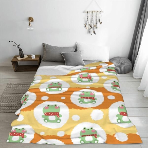 Cute Frog Wear Scarf Blanket Throw Blanket Soft Fuzzy Travel Blanket for Bedroom Living Room Couch Office Car All Season Gift for Girls Boys Women Men 60"x50" - Image 5