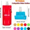 10 Pack Collapsible Water Bottles,Reusable Drinking Water Bags with Carabiner Clip,480ml Travel Water Bottle,Leak Proof Water Bottles for Camping,Hiking Travel,Gym,Sports,Biking,BPA Free - Image 2