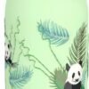 Ion8 Kids Water Bottle, Steel 400 ml/13 oz, Leak Proof, Easy to Open, Secure Lock, Dishwasher Safe, Flip Cover, Carry Handle, Easy Clean, Durable, Metal Water Bottle, Raised Print, Pandas Design