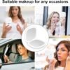 deweisn Compact Mirror, Lighted Travel Makeup Mirror with 1X/10X Magnifying Double Sided Dimmable Portable Pocket for Handbag and Pocket, USB Charging(White) - Image 7