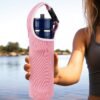 16 Oz Water Bottle Sling Bag Keeper, Tumbler Holder Water Bottle Handle Bag, Travel Thermoses Coffee Holder Bag, Water Bottle Carrier Protective Sleeve with Strap, Non-Slip, Insulated (Pink) - Image 5