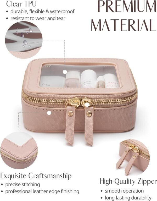 Popvibe Clear Makeup Bag Travel Cosmetic Case Transparent Toiletry Bag with Zipper, Portable Make Up Organizer Traveling Compact Car Bag for Essentials - Image 2