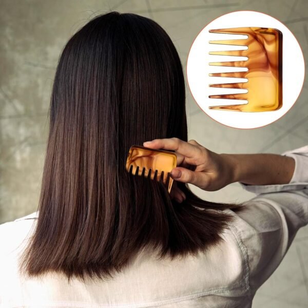 Travel Wide and Mini Detangling Comb - Portable Pocket Hair Styling and Shower Comb for Curly, Thick, and Wet Hair, Tiny Purse Comb for Women, Beard Comb for Men - 1 Pack - Image 5