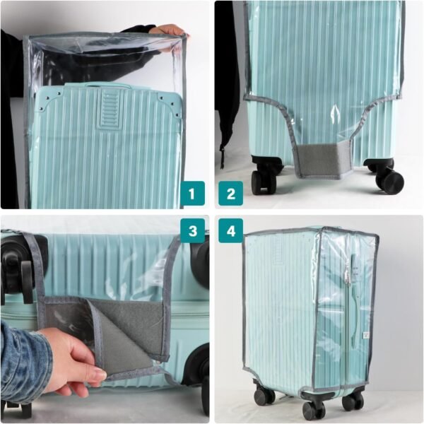 3 PCS Luggage Covers for Suitcase,Clear Pvc Luggage Protectors,Suitcase Covers,Ransparent Travel Suitcase Wrap,Protective Cover Case for 20"+24"+28" Wheeled Luggage (Black) - Image 6