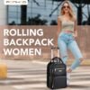 Rolling Backpack for Women - Travel Backpack with Wheels, 15.6 Inch Laptop Wheeled Backpack, Carry on Trolley Suitcase Black Computer Bag for Adults Business College Work Overnight - Image 7