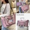 Foldable Travel Duffel Bag,Weekender Bags for Women,Expandable Travel Gym Duffel Bag with Trolley Sleeve Wet Pocket,Carry On Tote Overnight Bags for Women,Travel Bag Tote with Shoulder Strap - Image 4