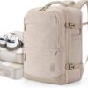 BAGSMART Compression Travel Backpack, 40L Expandable Carry On Backpack with Packing Cubes, Water Resistant Weekender Backpack Fits 17 Inch laptop, Large Overnight Luggage Daypack with Shoe Bag, Khaki