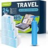 Travel Vacuum Storage Bags with Hand Pump, 24 Pack (6L+6M+6S+6XS) Vacuum Seal Bags Travel Essentials Space Saving Bags for Clothes, Luggage, Carry-on Suitcase, Backpack, Holiday Business Trip