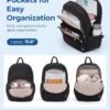 BAGSMAT Travel Laptop Backpack, Cute College Backpack for Women, Quilted Computer Bookbag, Water Resistant 15.6 Inch Laptop Lightweight Casual Bag Backpack - Image 3