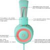 noot products Kids Headphones K11 Foldable Stereo Tangle-Free 5ft Long cord 3.5mm Jack Plug in Wired On-Ear Headset for iPad/Amazon Kindle,Fire/Boys/Girls/School/Tablet/Laptop(Mint/Coral) - Image 3