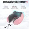 Travel Pillow, Neck Pillow for Travel with Hood for Airplane, Velvet Memory Foam Neck Pillow Women Lady Head & Neck Support, for Long Flights Plane, Office, Cars Sleeping & Rest (Pink) - Image 4