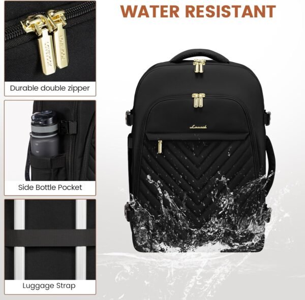 LOVEVOOK Backpack for Traveling on Airplane, Womens Travel Backpack Carry on Flight Approved, 40L Personal Item Backpack Fit 17.3inch Laptop, Black - Image 6