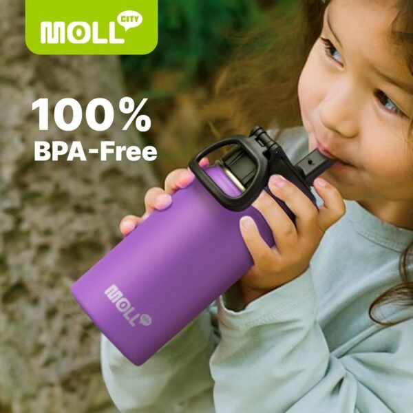 Kids Insulated Water Bottle with Straw-16 oz Stainless Steel Double Wall Vacuum Wide Mouth Water Bottle for School-Metal Travel Water Flask with Silicone Boot (Royal Blue) - Image 8