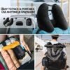 Neck Pillow for Travel Inflatable Airplane Pillow Comfortably Supports Head, Neck and Chin, Inflatable Travel Pillow with Soft Velour Cover and Portable Drawstring Bag (Black) - Image 5