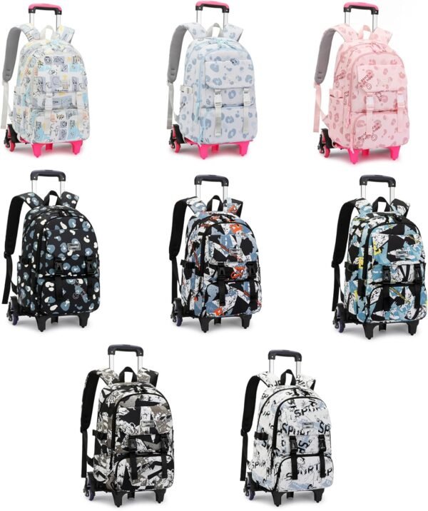Mildame Rolling Backpack for Girls Boys, Kids Roller Wheels Bookbag for Elementary School Trolley Wheeled Luggage for Teens Travel - Image 7