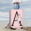 Spandex Travel Luggage Cover Cute Pink Suitcase Protector Bag,Black Letter A With Boho Floral Flowers Leaves Anti-Scratch,Dust-Proof Washable Baggage Covers For Kid Adult,S (For 18-21 Inch Luggage) - Image 9