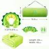 Travel Pillow and Blanket Set Travel Pillow Airplane Travel Essentials with Sleep Mask for Kids Green Dinosaur - Image 4