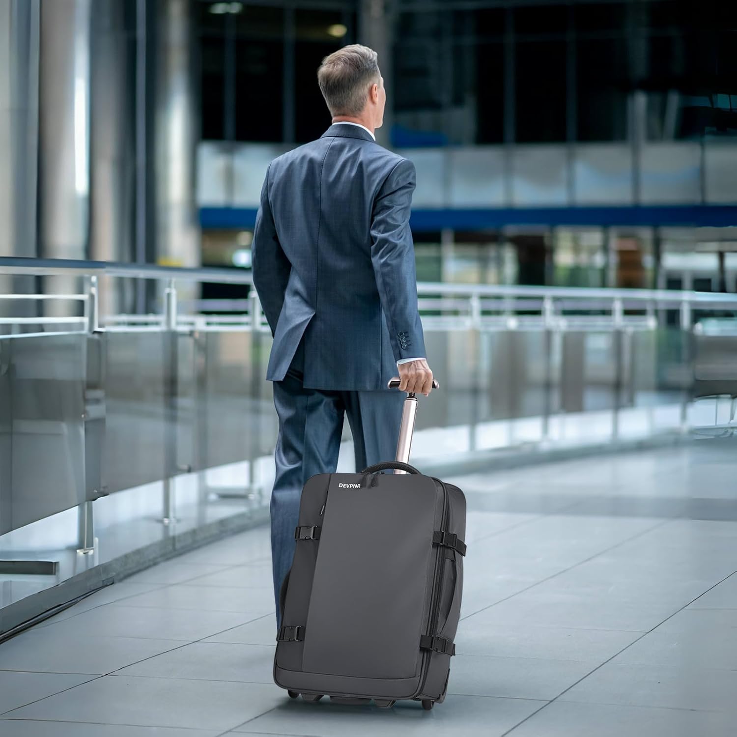 Rolling Backpack for Women Men, Carry on Luggage Travel Backpack with Wheels for Adults, 40L Airline Rolling Laptop Bag, 17 Inch Laptop Trolley Backpack for Overnight Travel Business (Gray) - Image 6