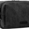 BAGSMART Toiletry Bag for Men, Canvas Travel Toiletry Organizer Dopp Kit Water-resistant Shaving Bag for Toiletries Accessories,Black-Medium