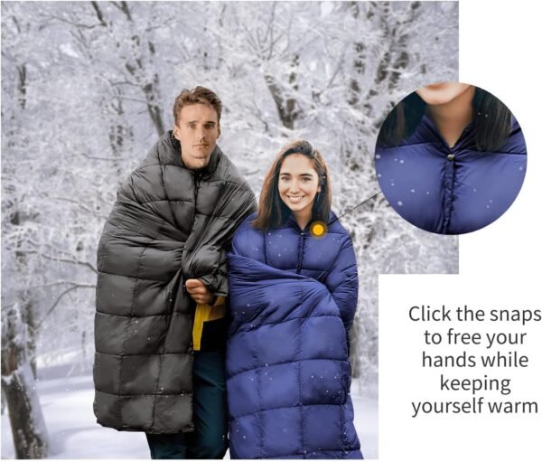 KingCamp Puffy Blankets for Cold Weather Camping, Warm Down Alternative Outdoors Indoors Quilt, Lightweight Compact Packable Windproof Blanket for Stadium, Airplane, Travel, Picnics, Backpacking - Image 3