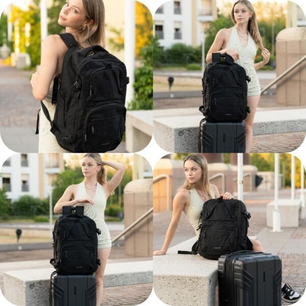 BAGSMART Travel Backpack for Women Men, 40L Flight Approved Carry on Backpack with Shoe Bag, TSA Large Personal Item Backpack with 17 Inch Laptop Compartment, Weekender Suitcase for Travel, Grey - Image 2